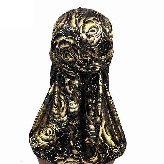 Gold and black durag