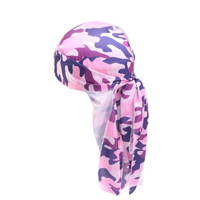 Pink and blue camo durag